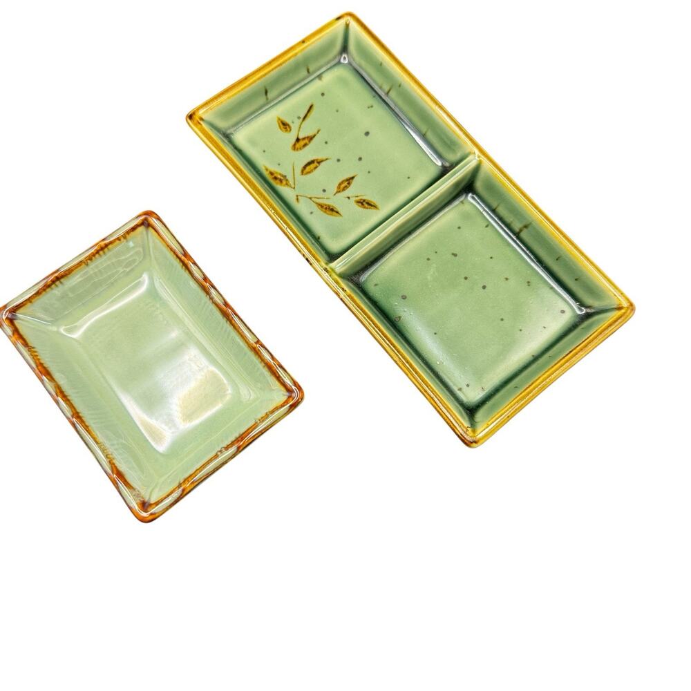 MCI Japan Hand Painted sushi Sauce Trinket Dish Vintage Decor Japanese set of 2‎